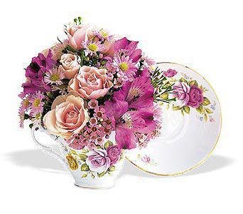 Pink Rose Teacup Floral Arrangement in Minneapolis, MN Schaaf Floral