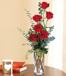 6 Roses Vased