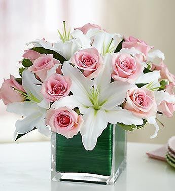 Pink Lady Rose and Lily Floral Arrangement in Minneapolis, MN Schaaf Floral